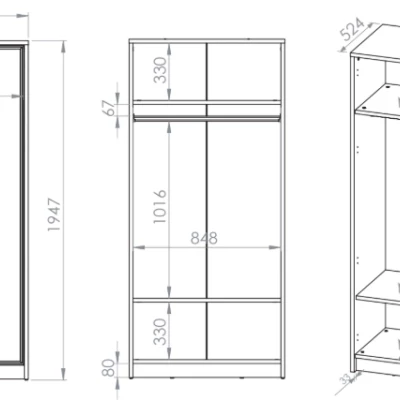 Kleiderschrank 89 cm SAFIEH - Eiche / Kaschmir
