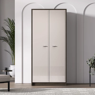 Kleiderschrank 89 cm SAFIEH - Eiche / Kaschmir