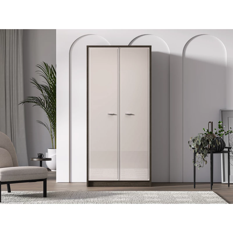 Kleiderschrank 89 cm SAFIEH - Eiche / Kaschmir
