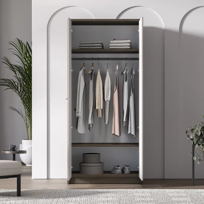 Kleiderschrank 89 cm SAFIEH - Eiche / Kaschmir