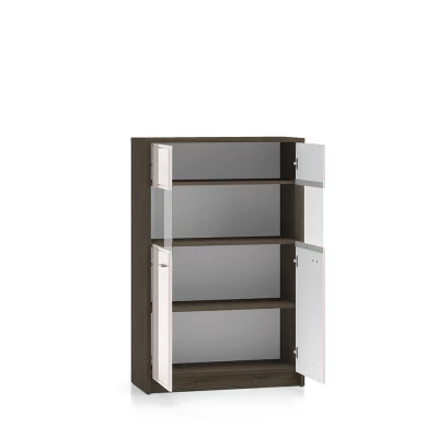 Niedrige Glasvitrine SAFIEH - Eiche / Kaschmir
