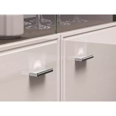Niedrige Glasvitrine SAFIEH - Eiche / Kaschmir