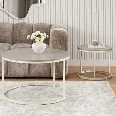 JACEK Couchtisch-Set – Beige/Creme