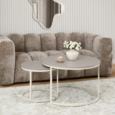 JACEK Couchtisch-Set – Beige/Creme