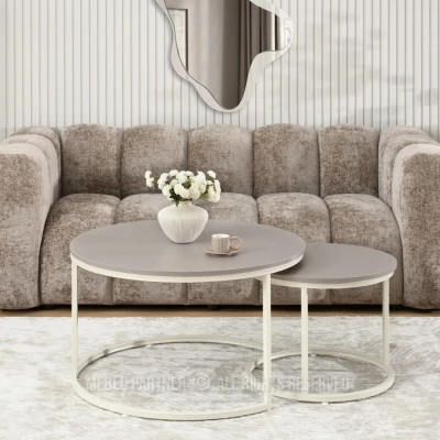 JACEK Couchtisch-Set – Beige/Creme