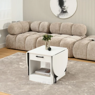 Ausziehbarer Couchtisch IZAK – weiß/schwarz