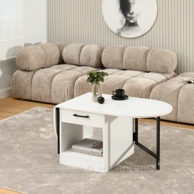 Ausziehbarer Couchtisch IZAK – weiß/schwarz