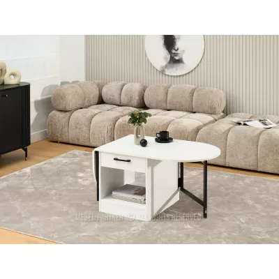 Ausziehbarer Couchtisch IZAK – weiß/schwarz