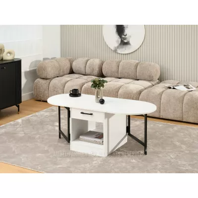 Ausziehbarer Couchtisch IZAK – weiß/schwarz