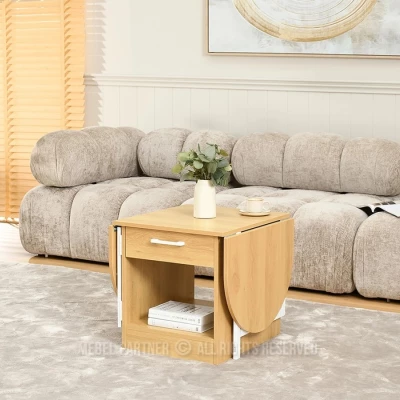 Ausziehbarer Couchtisch IZAK – Eiche/Weiß