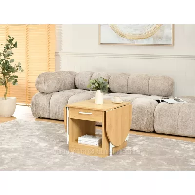 Ausziehbarer Couchtisch IZAK – Eiche/Weiß