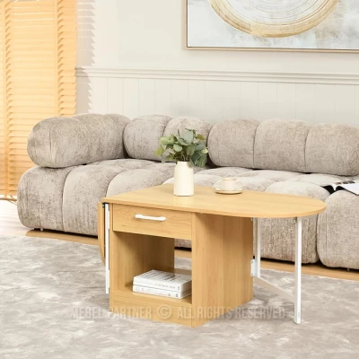 Ausziehbarer Couchtisch IZAK – Eiche/Weiß