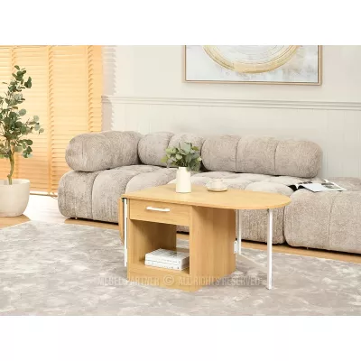 Ausziehbarer Couchtisch IZAK – Eiche/Weiß