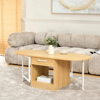 Ausziehbarer Couchtisch IZAK – Eiche/Weiß