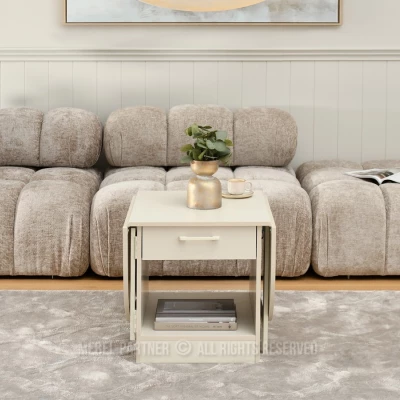 Ausziehbarer Couchtisch IZAK – Creme