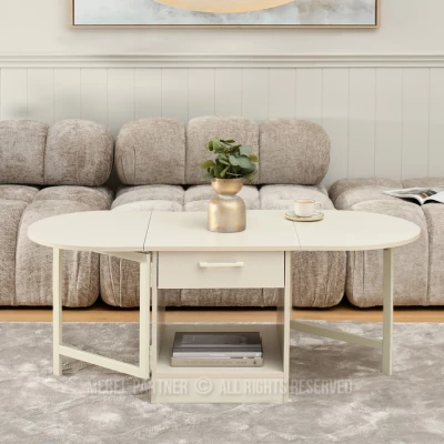 Ausziehbarer Couchtisch IZAK – Creme
