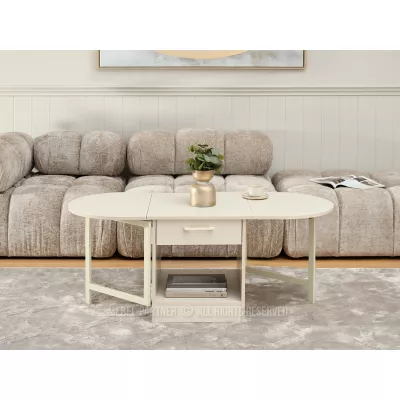 Ausziehbarer Couchtisch IZAK – Creme