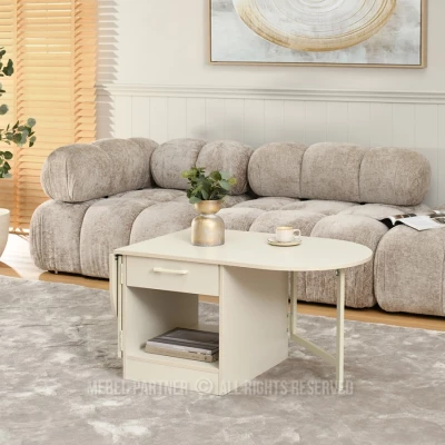 Ausziehbarer Couchtisch IZAK – Creme