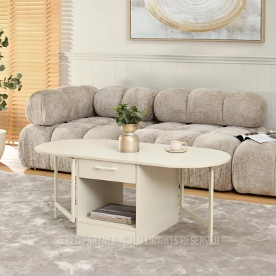 Ausziehbarer Couchtisch IZAK – Creme