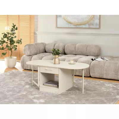 Ausziehbarer Couchtisch IZAK – Creme