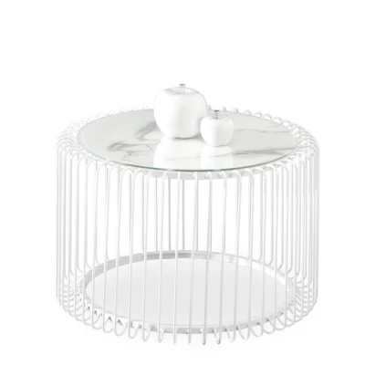 Designer-Couchtisch IRAKLI – weißer Marmor / weiß