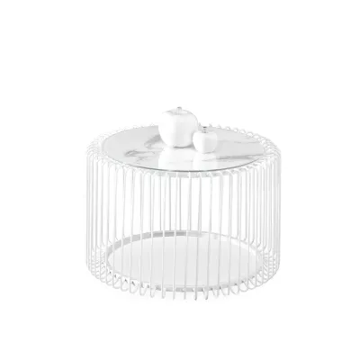 Designer-Couchtisch IRAKLI – weißer Marmor / weiß