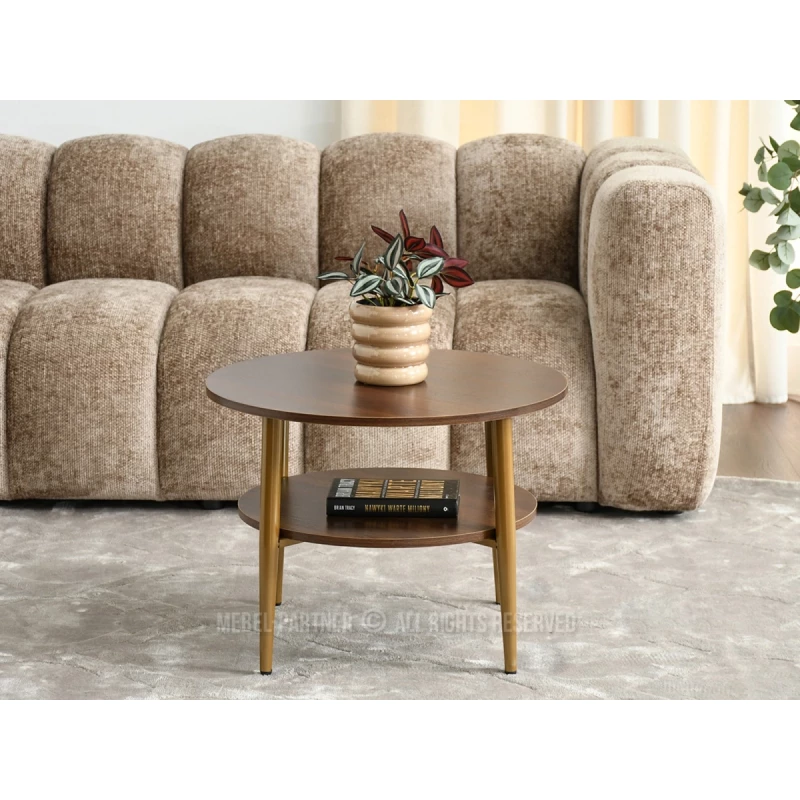 Runder Couchtisch 60 TODOR - Walnuss / Gold