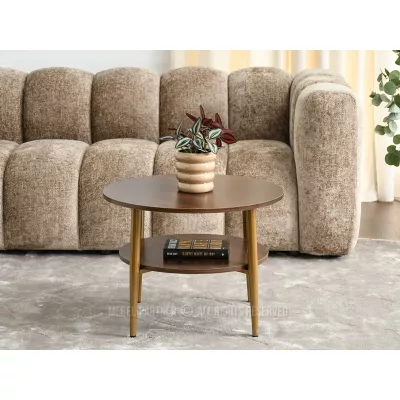 Runder Couchtisch 60 TODOR - Walnuss / Gold