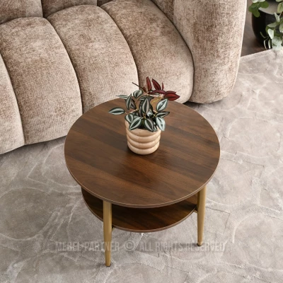Runder Couchtisch 60 TODOR - Walnuss / Gold