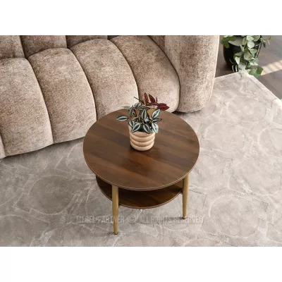 Runder Couchtisch 60 TODOR - Walnuss / Gold