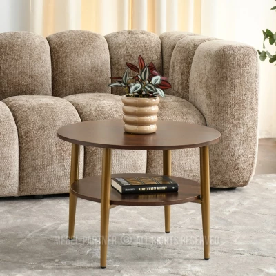 Runder Couchtisch 60 TODOR - Walnuss / Gold