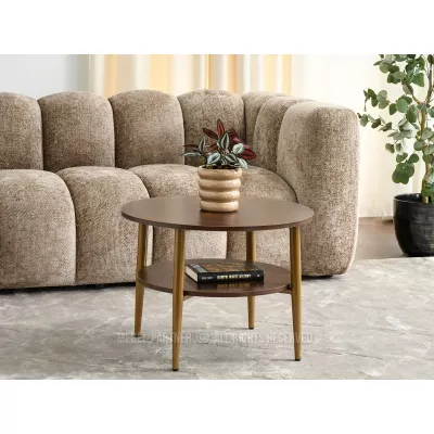 Runder Couchtisch 60 TODOR - Walnuss / Gold