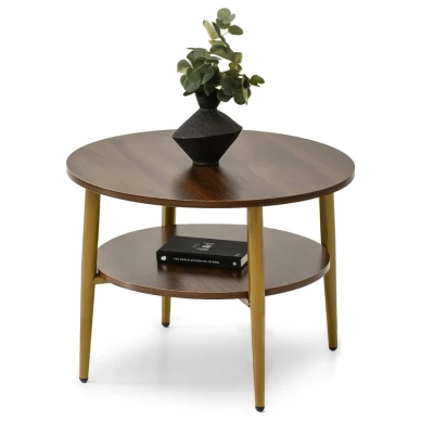 Runder Couchtisch 60 TODOR - Walnuss / Gold