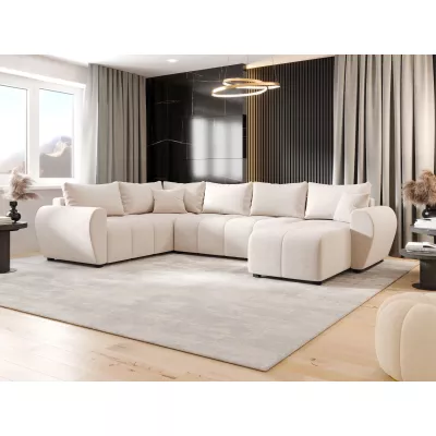 Schlafsofa für U-förmige Sitzgruppe LUKAVA - beige, linke Ecke