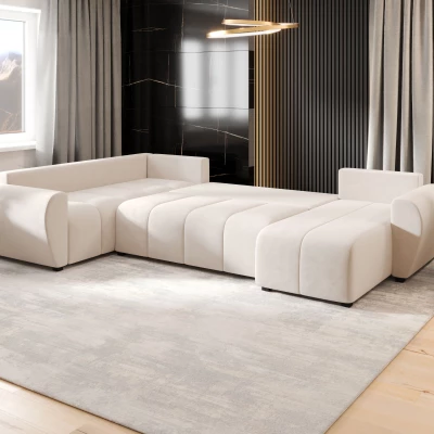 Schlafsofa für U-förmige Sitzgruppe LUKAVA - beige, linke Ecke