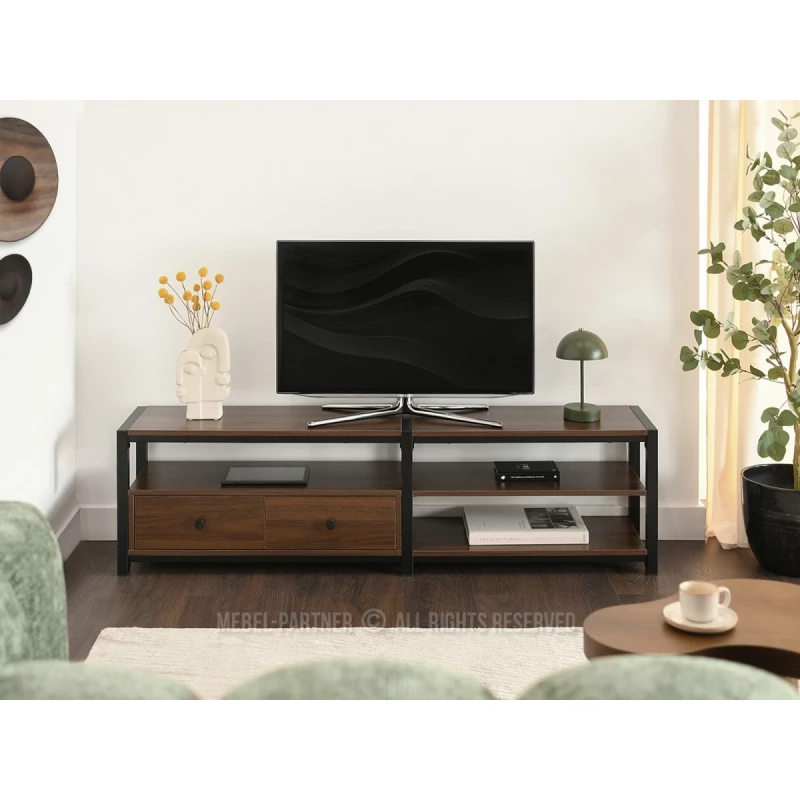 TV-Ständer ROMER – Walnuss/Schwarz