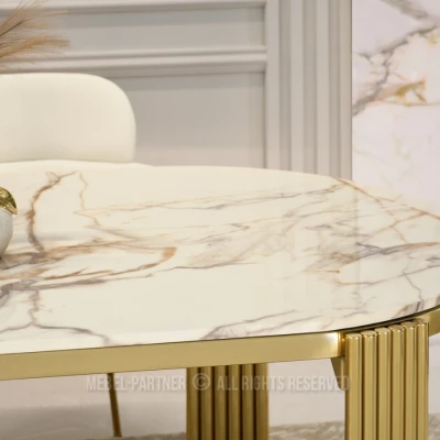 DILAM Esstisch – weißer Marmor / Gold