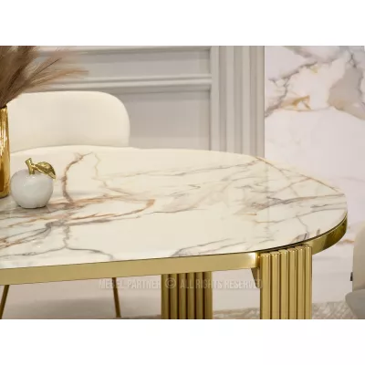 DILAM Esstisch – weißer Marmor / Gold