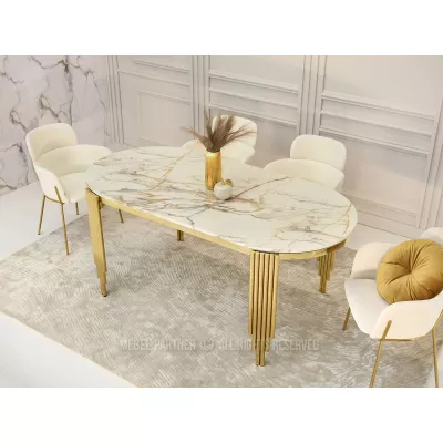 DILAM Esstisch – weißer Marmor / Gold