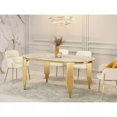 DILAM Esstisch – weißer Marmor / Gold