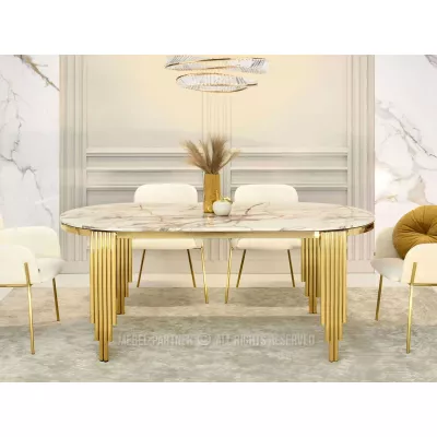 DILAM Esstisch – weißer Marmor / Gold