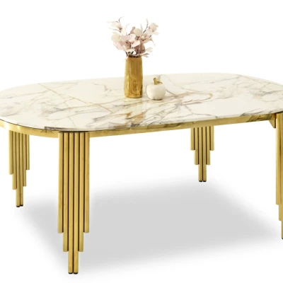 DILAM Esstisch – weißer Marmor / Gold