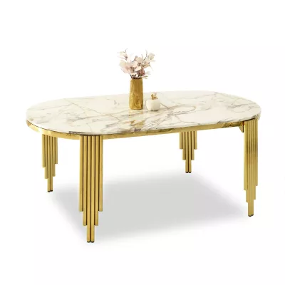 DILAM Esstisch – weißer Marmor / Gold