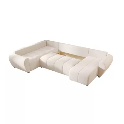 Schlafsofa U-förmig LUKAVA - hellbeige, linke Ecke