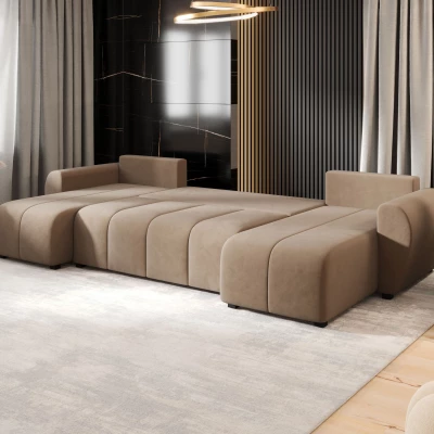 Schlafsofa U-förmig LUKAVA - braun