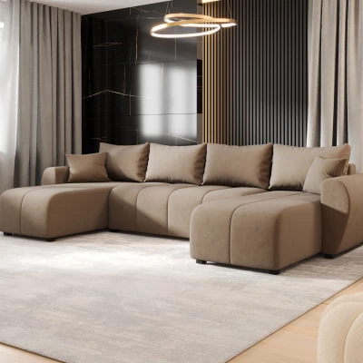 Schlafsofa U-förmig LUKAVA - braun