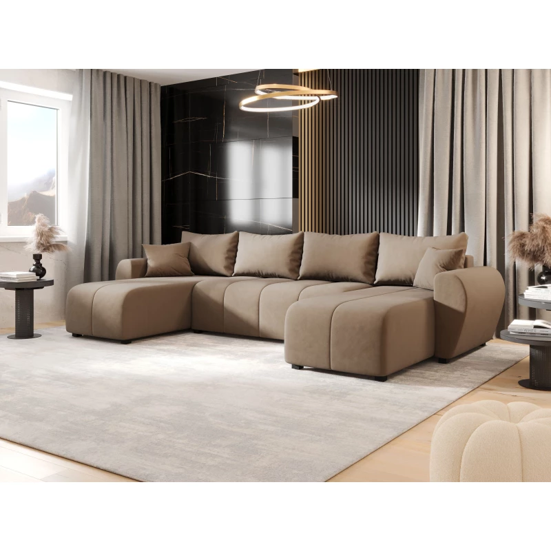 Schlafsofa U-förmig LUKAVA - braun