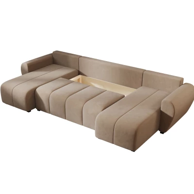 Schlafsofa U-förmig LUKAVA - braun
