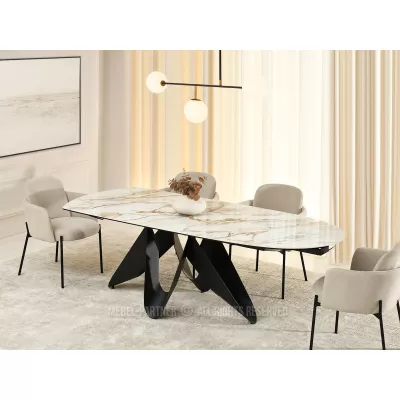 Eleganter Ausziehtisch 180(260)x98 CANO - beiger Marmor / schwarz
