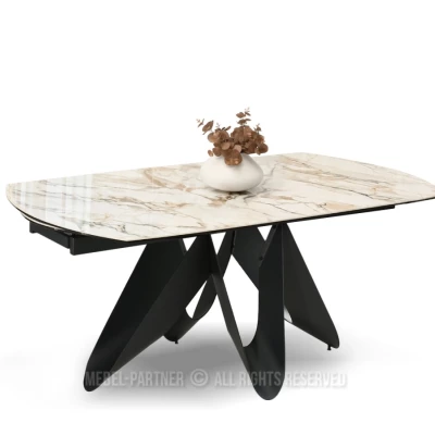 Eleganter Ausziehtisch 180(260)x98 CANO - beiger Marmor / schwarz